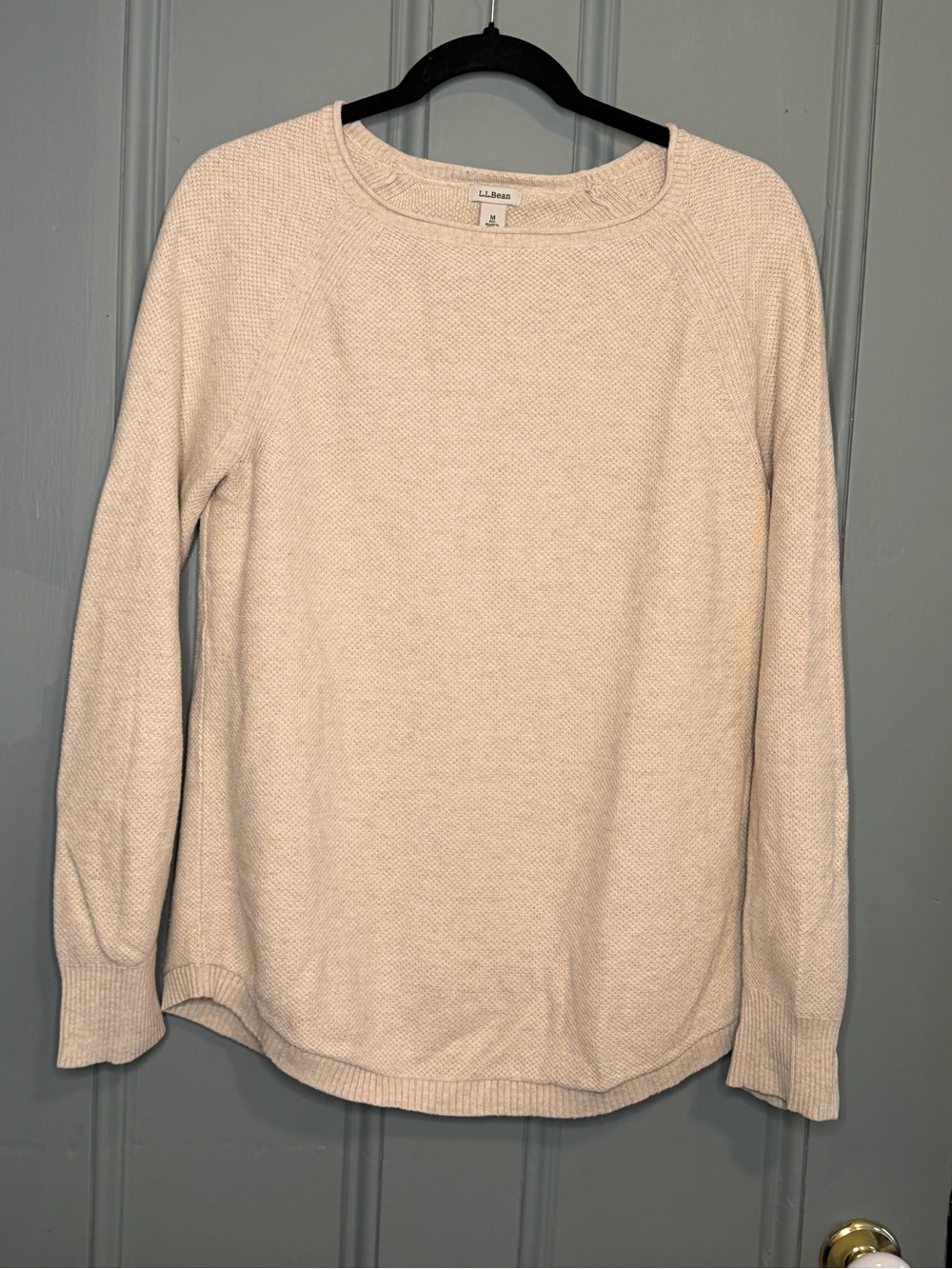 L.L. Bean Women's Cream Textured Crewneck Sweater